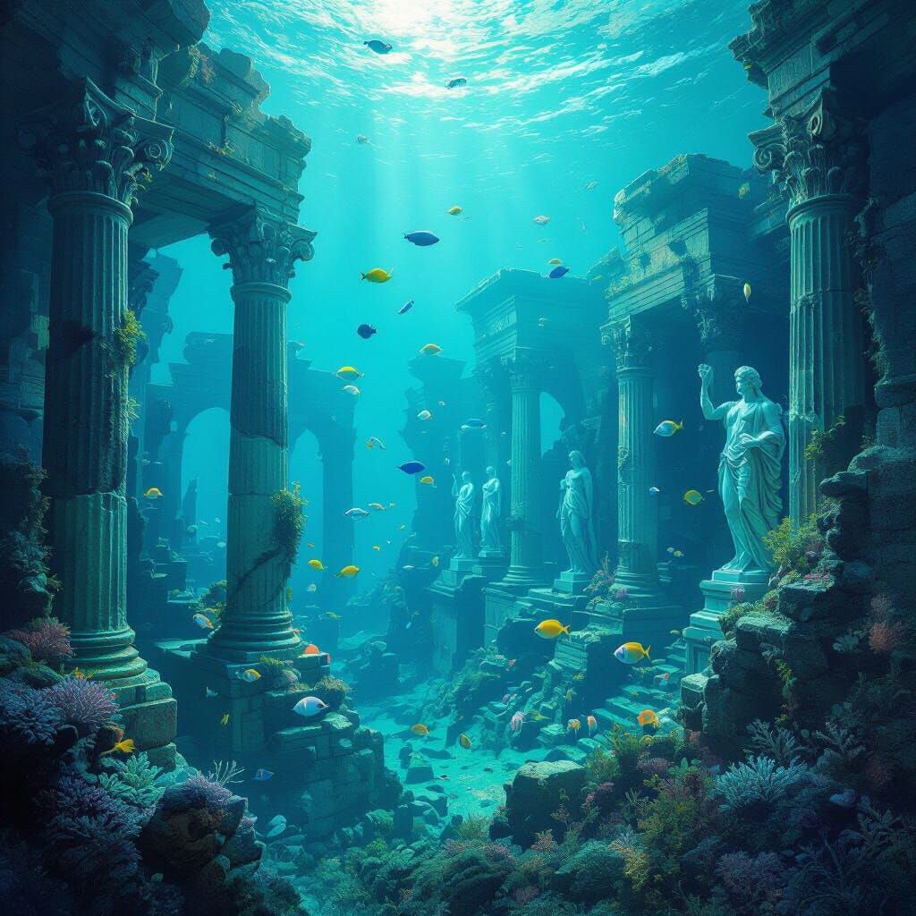 Vibrant Underwater Lost City Like Atlantis