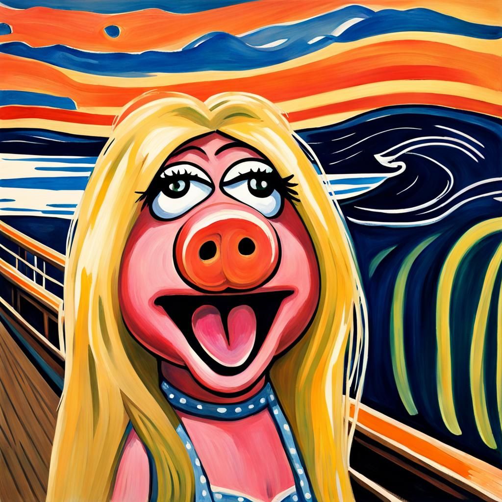 Miss Piggy's Scream: An Impasto Gouache Masterpiece