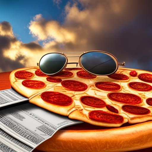 Cool Pizza Slice with Sunglasses in HDR