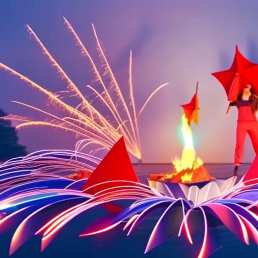 Book Portal to Moon with Origami Figures