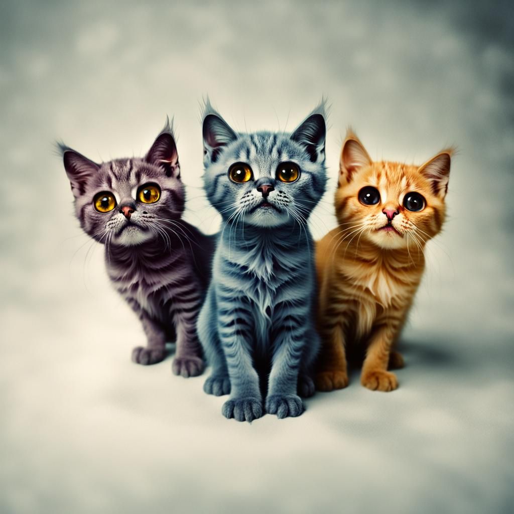 Evil Kittens Portrait in Dark Fantasy Style