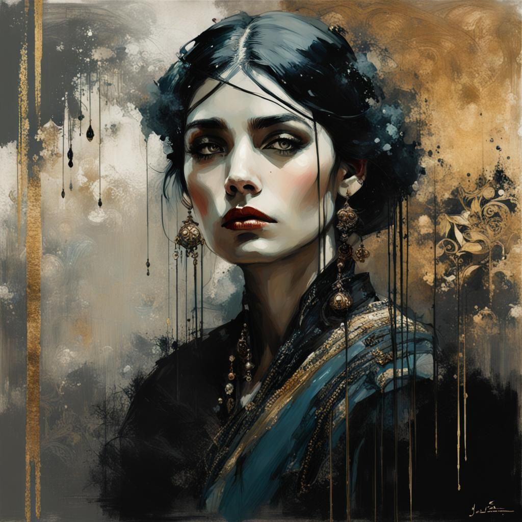 Elegant Moody Portrait in Art Nouveau Style