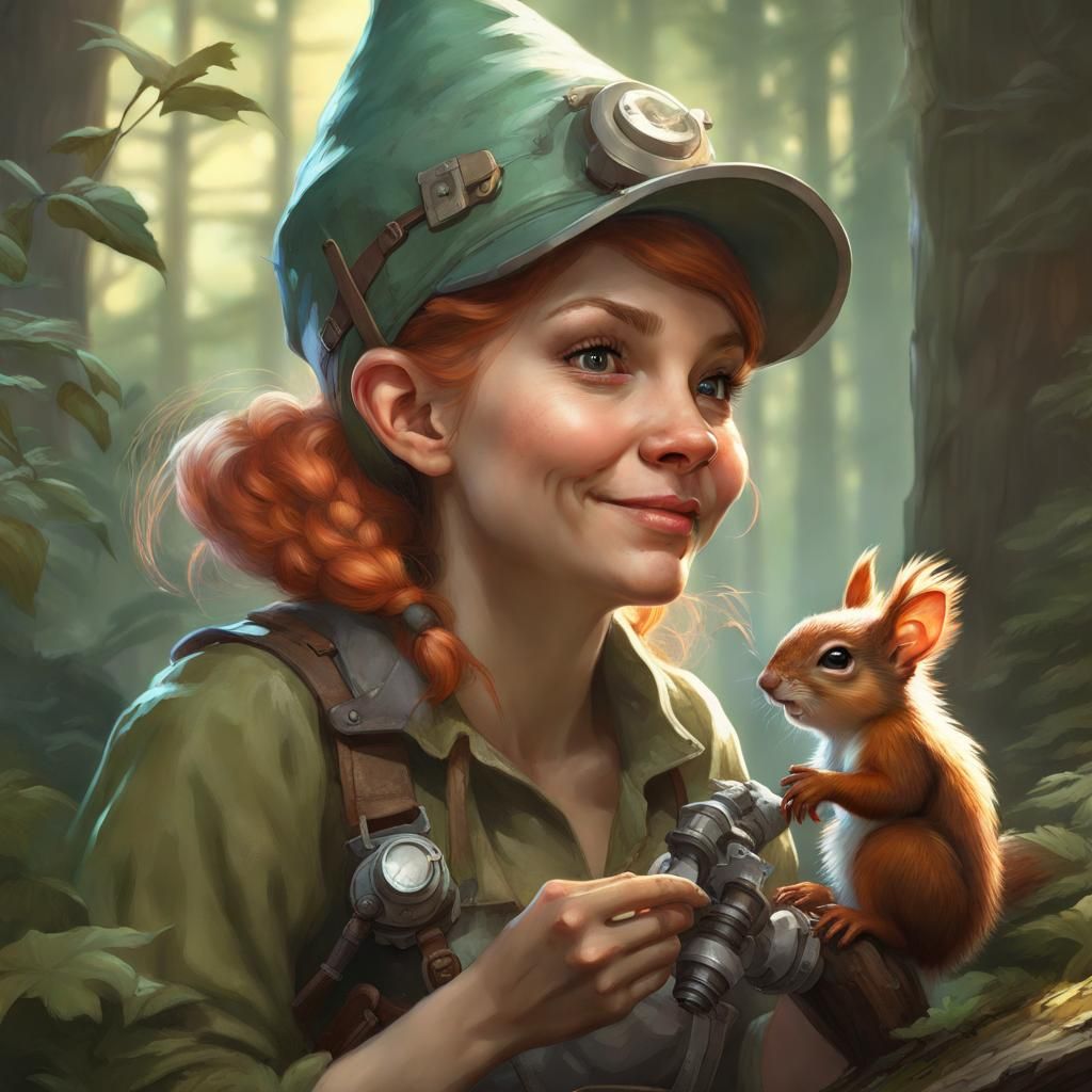 Forest Gnome Artificer Portrait in Hyperdetailed Digital Art