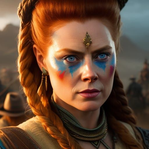 Sunset Portrait of a Warrior with War Paint