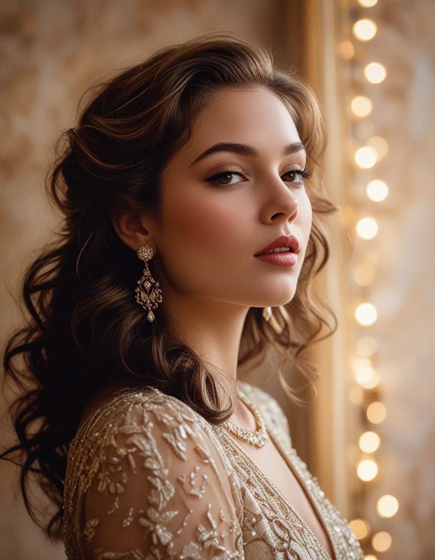 Elegant Singer in Vintage Style Fashion Portrait