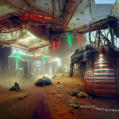 Futuristic Cyberpunk Martian Outpost Concept Art