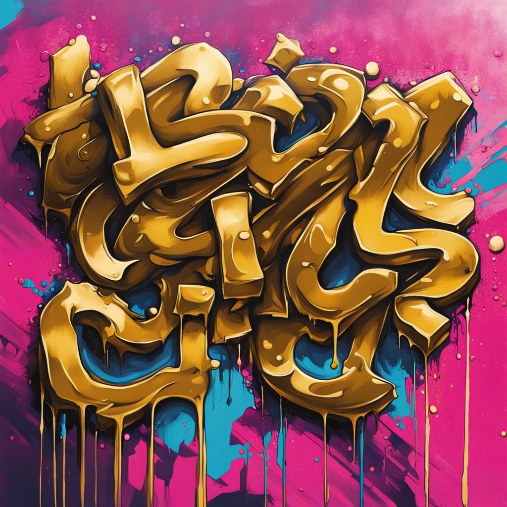 Gold Graffiti Banner in Street Art Style