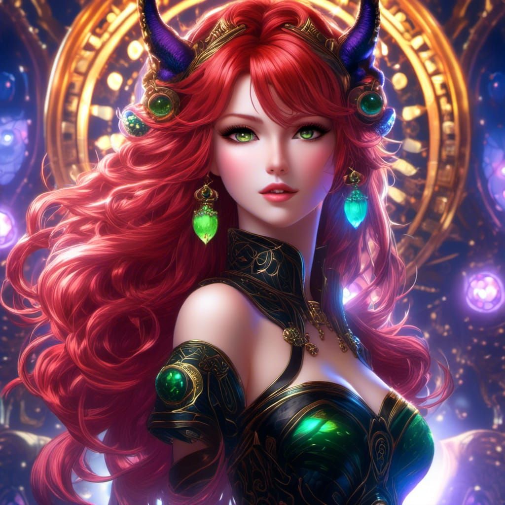 Gothic Girl Reflecting Aurora in Game Scenery