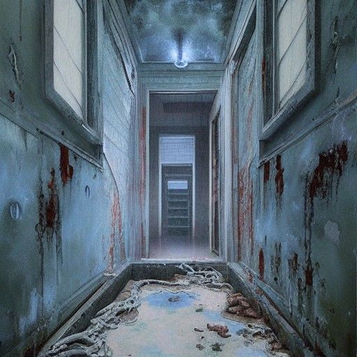 Eerie Abandoned Hospital in Thailand: Oil Painting