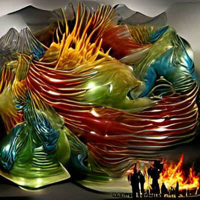 Apocalyptic Landscape as Chihuly-Style Glass Sculpture