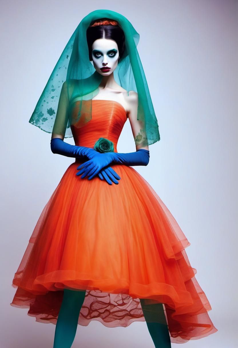 Girl in Veil and Gown, Dark Fantasy Art