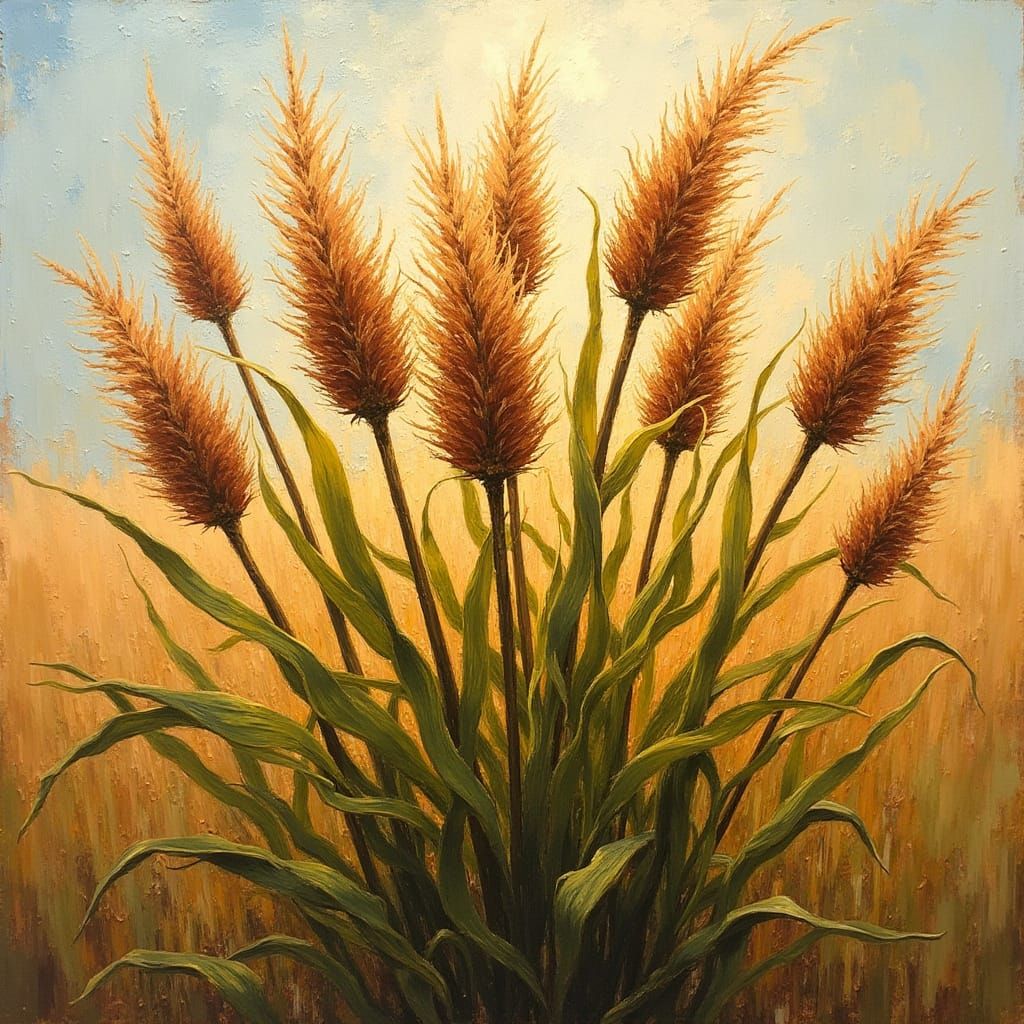 Impressionist botanical painting. Close-up. A clump of foxta...