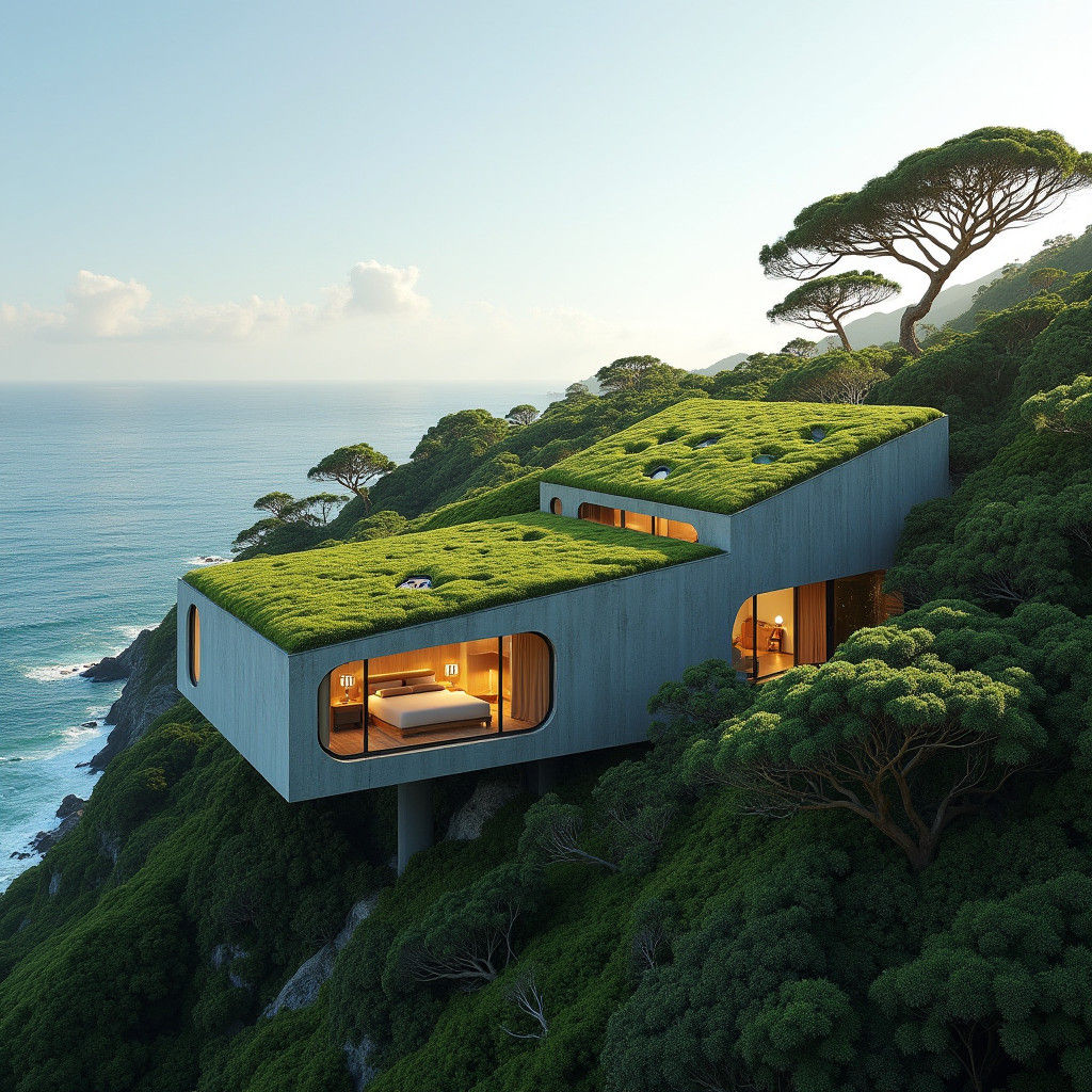 Modern Hillside Home with Green Roof