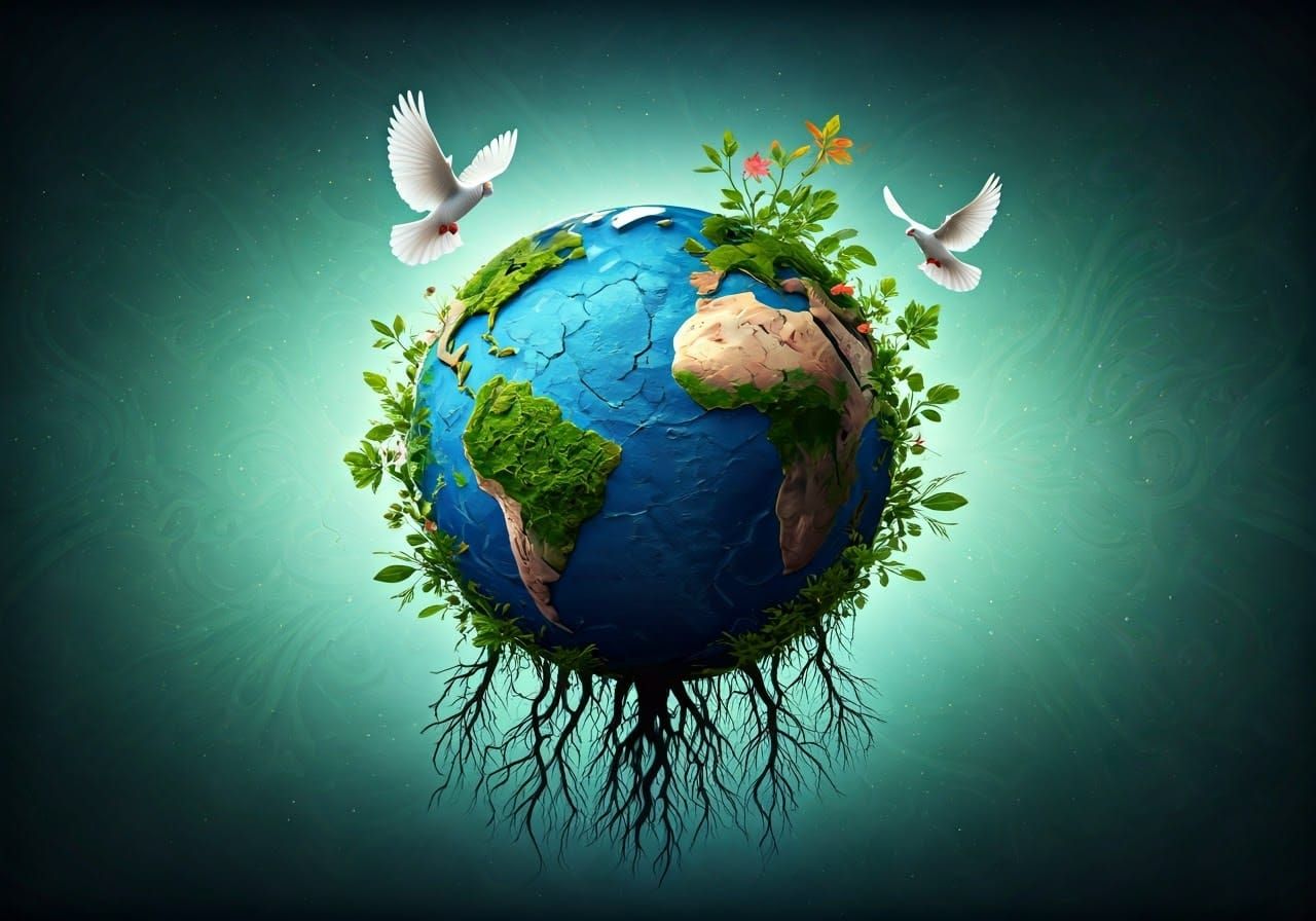 Earth Pollution Prevention in Mixed Media Style