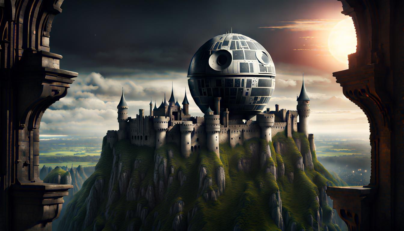 Death Star Over Medieval Castle: Digital Matte Painting
