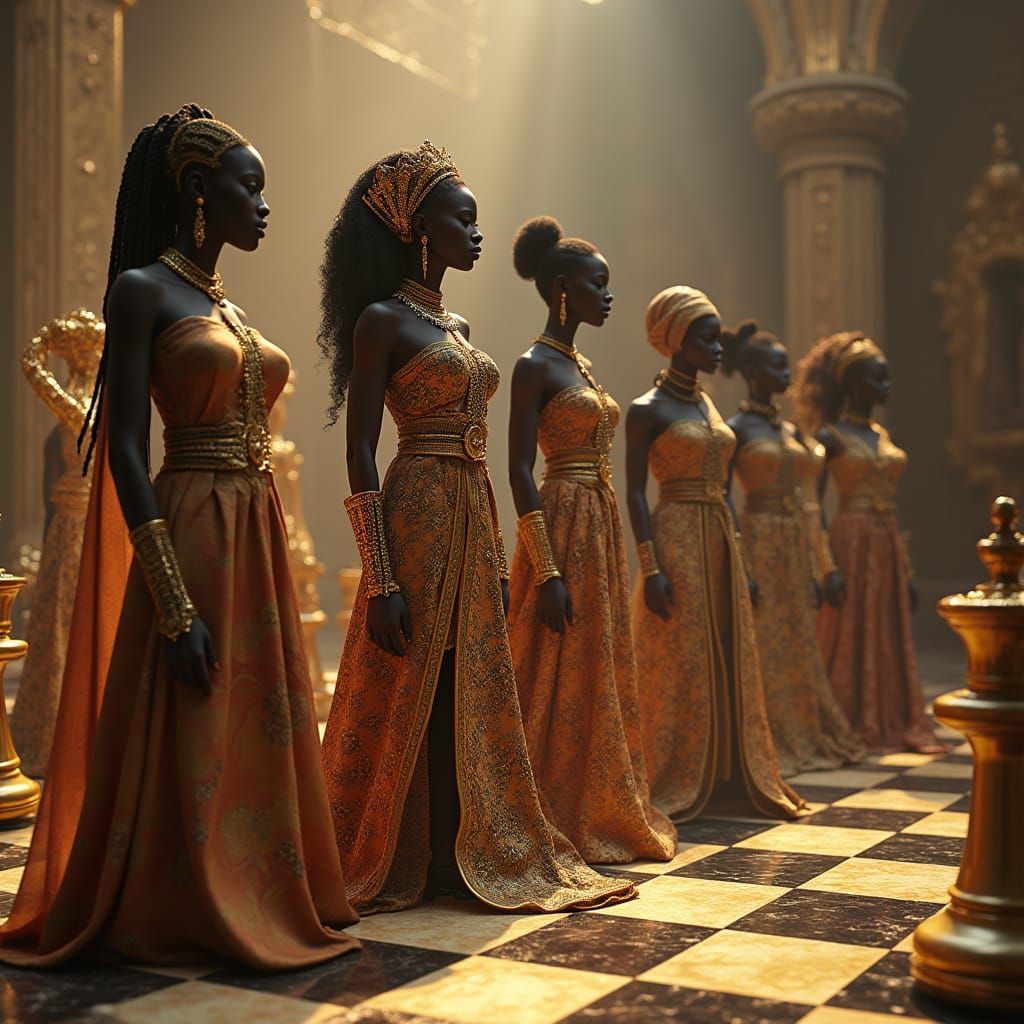 African Queens and Kings on a Regal Afrofuturist Chessboard