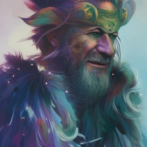 Masked Figure Portrait in Hyperdetailed Gouache Style