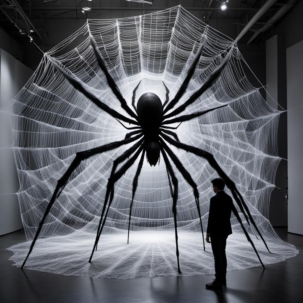 Giant Angel Installation Art Made of Spiderweb