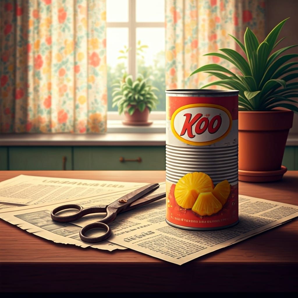 Nostalgic Kitchen Still Life with Pineapple Can