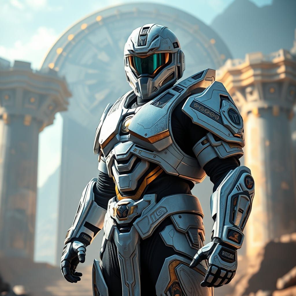 Majestic White Spartan III in Ancient Forerunner Structure