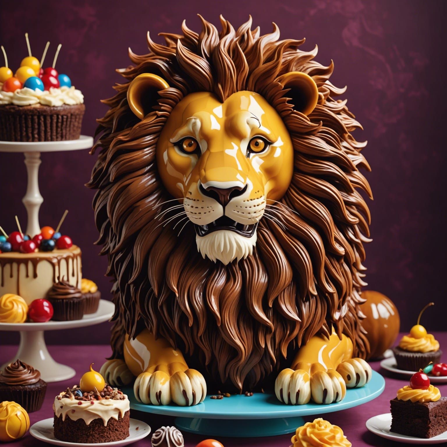 Dessert Lion: A Whimsical Digital Illustration