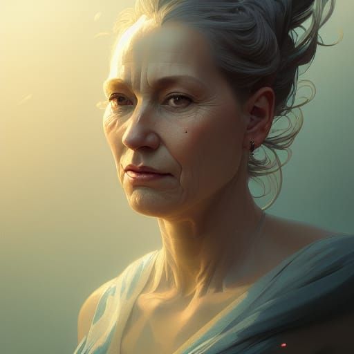 Detailed Portrait of a Middle Age Woman