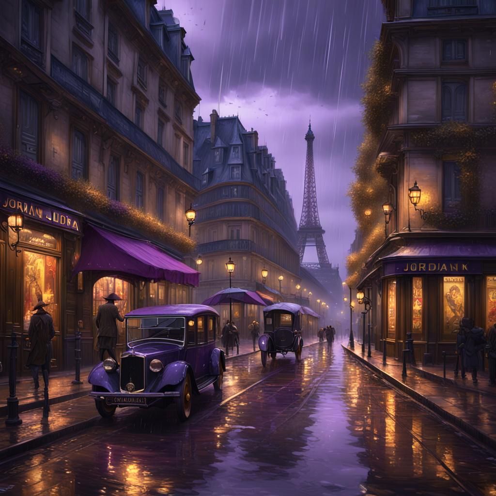 Rainy Paris Street: Dark Fantasy Concept Art