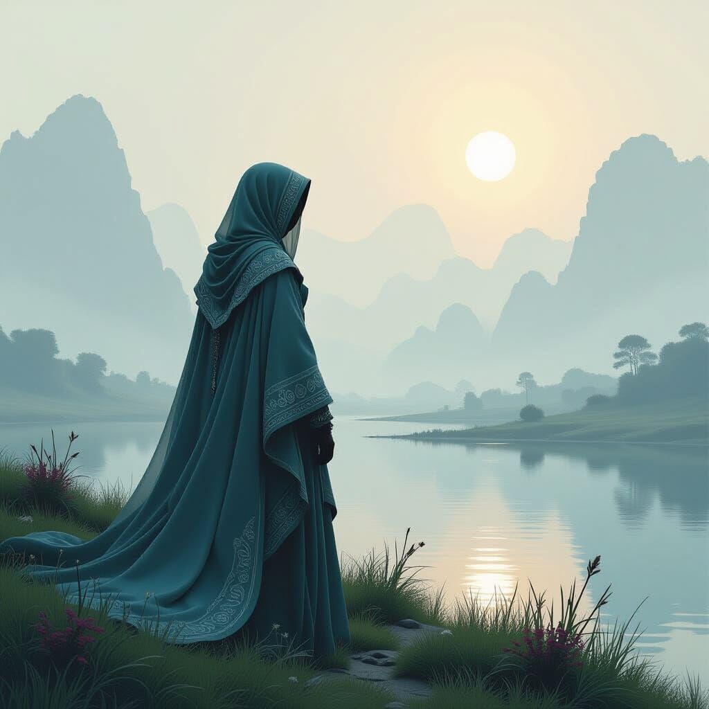 Dreamlike Figure in a Surreal Landscape