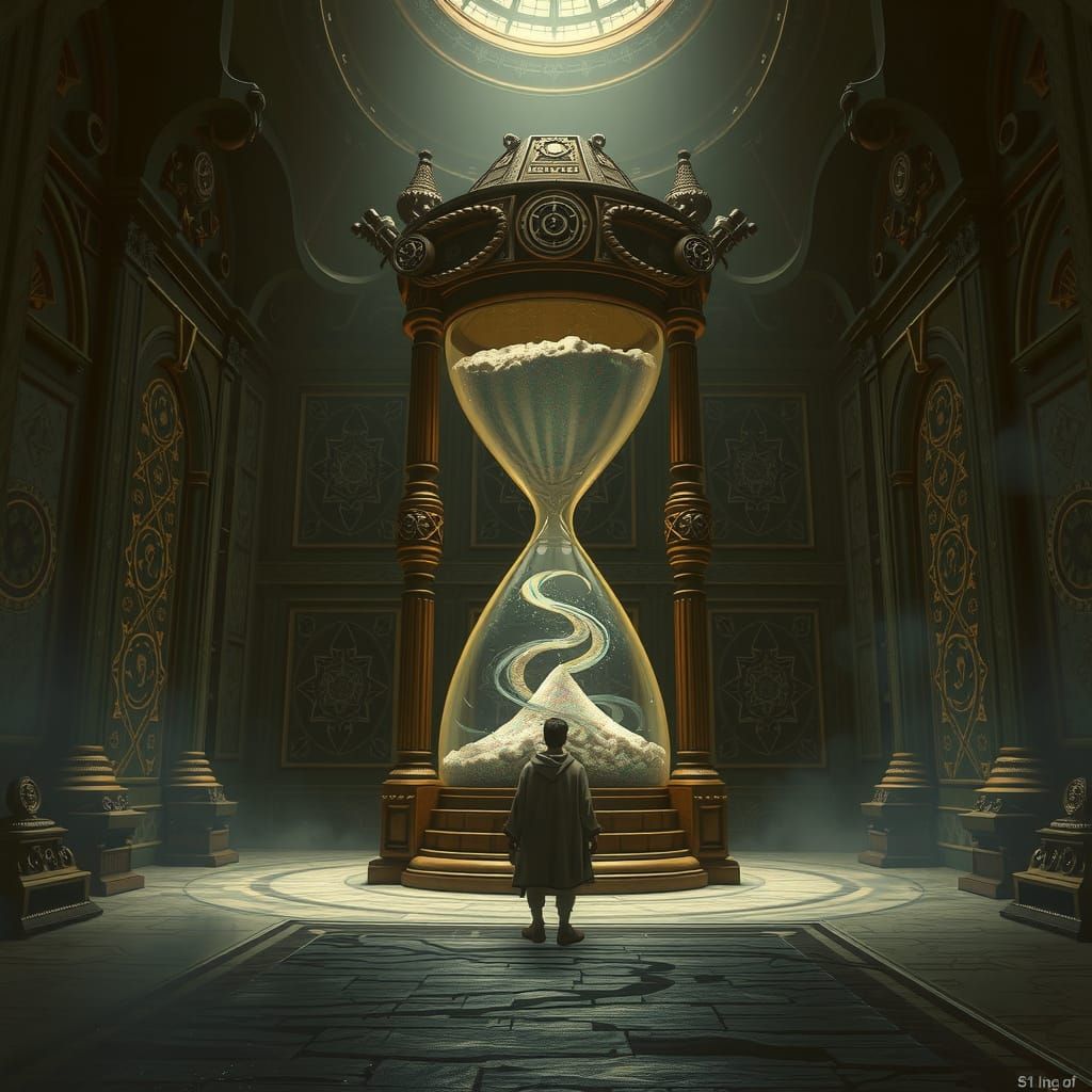 Biomechanical Hourglass in Mystical Chamber, Giger Style