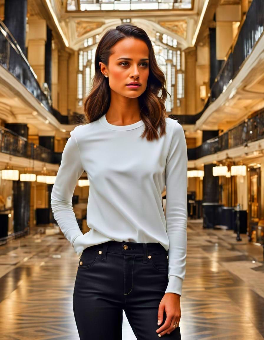 Glamorous Actress in Art Deco Era Setting