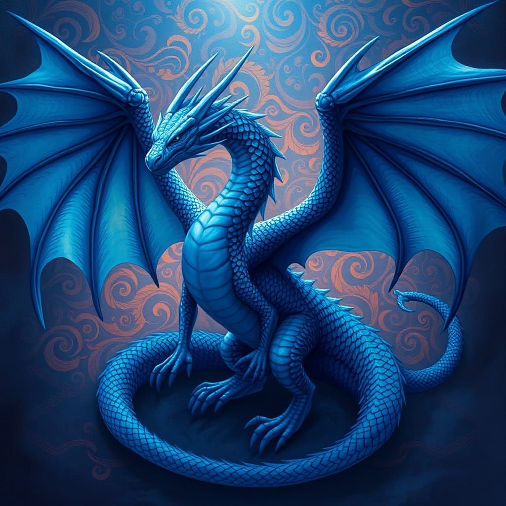 Blue Dragon Unveils Wings: A Matte Painting Concept