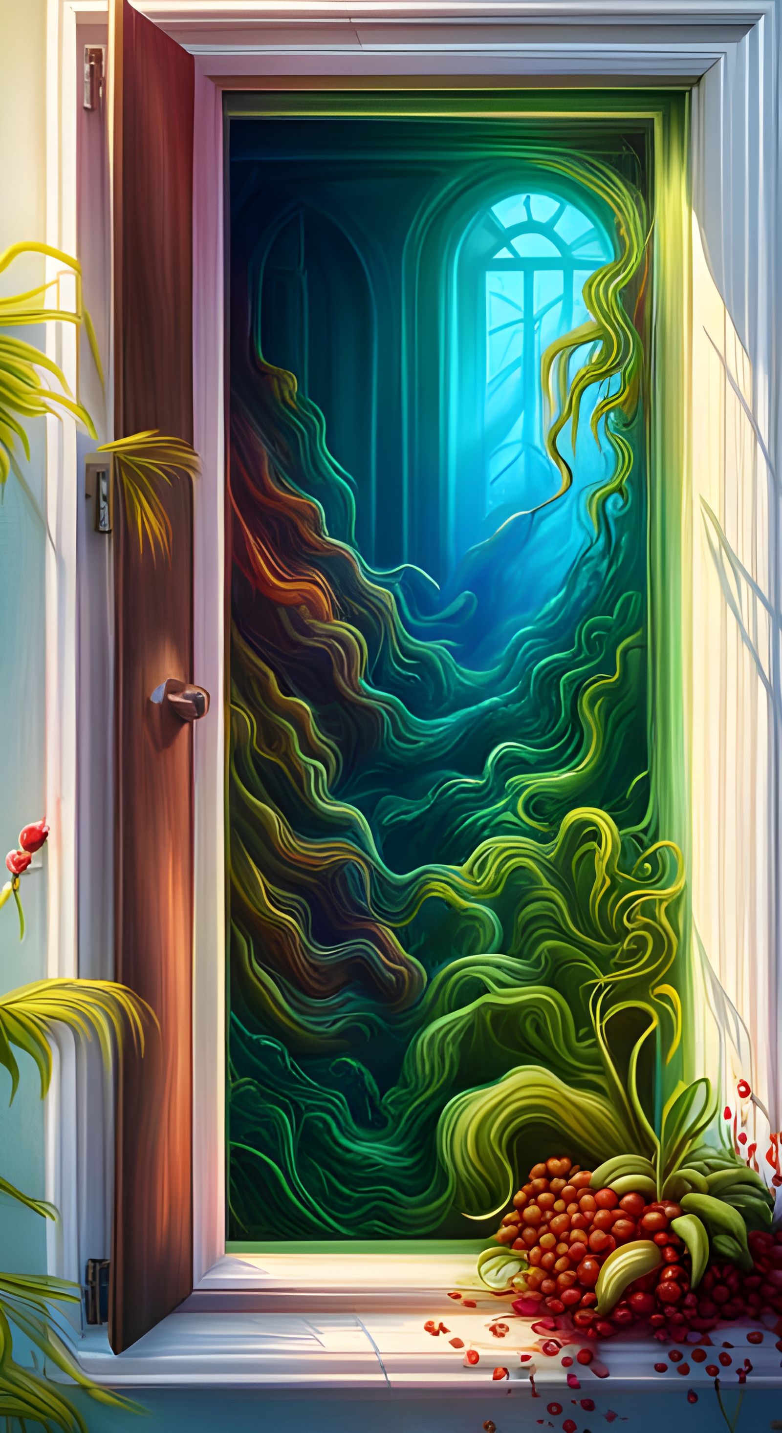 The world from beyond… thru the window and opening  the door….