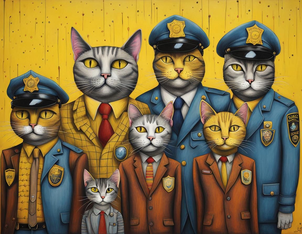 Cat Police Squad in Graffiti Style