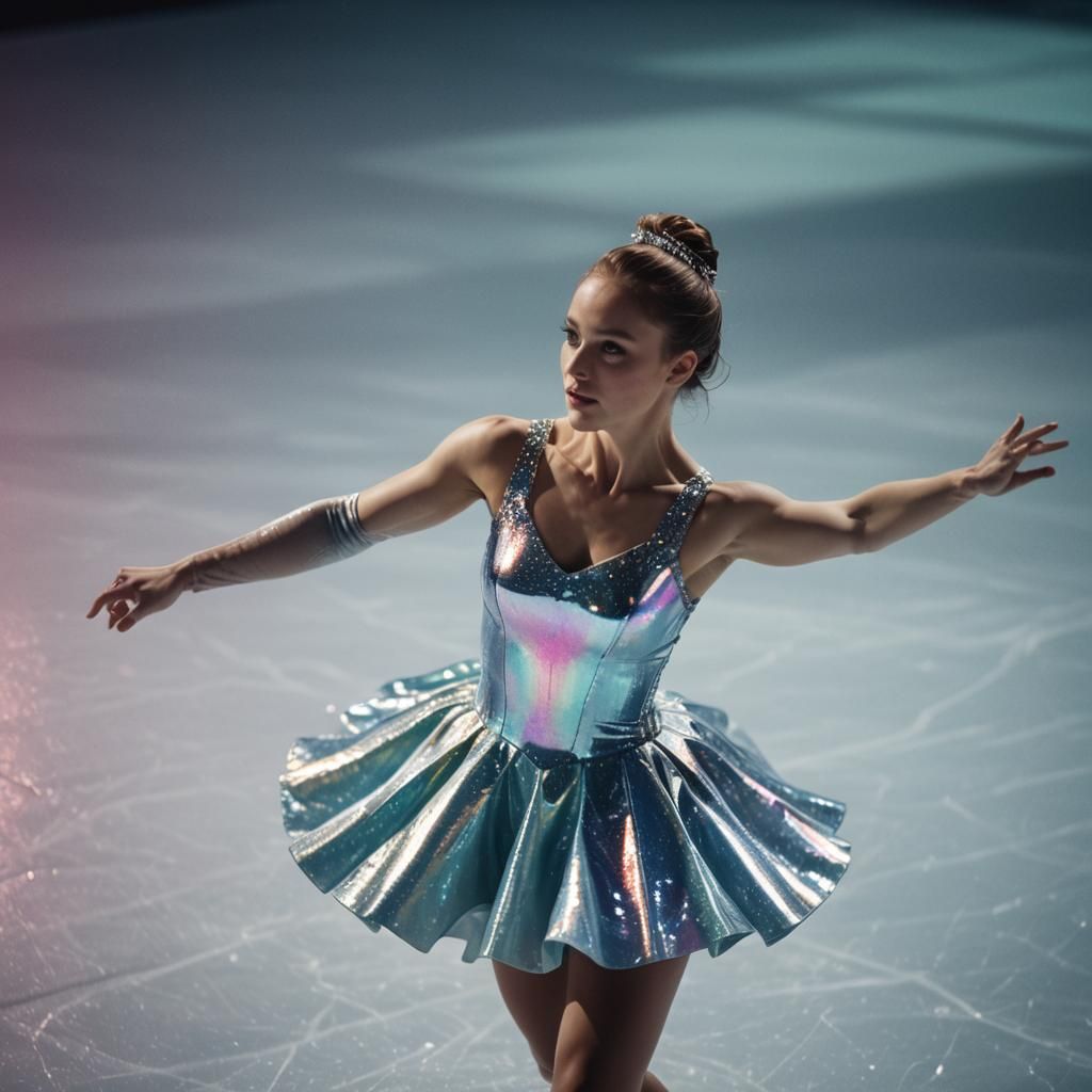 Holographic Dress on Ice: A Cinematic Film Still