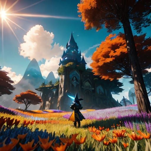 Boy Flying Checkered Manta Ray Kite: Digital Art