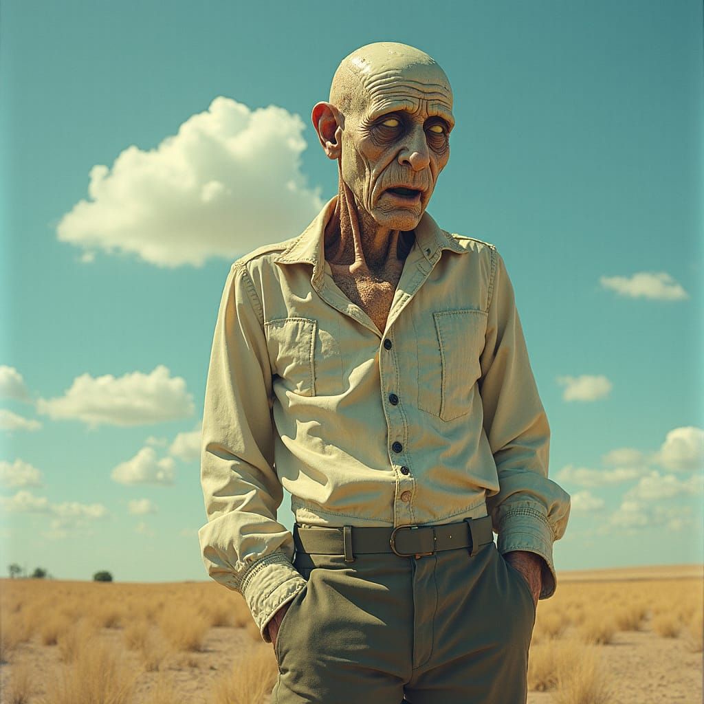 Surreal Face Melting in Sunlight, Digital Art