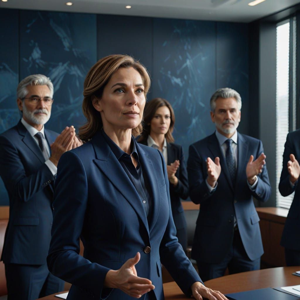 Businesswoman Wins Over Colleagues in a Boardroom
