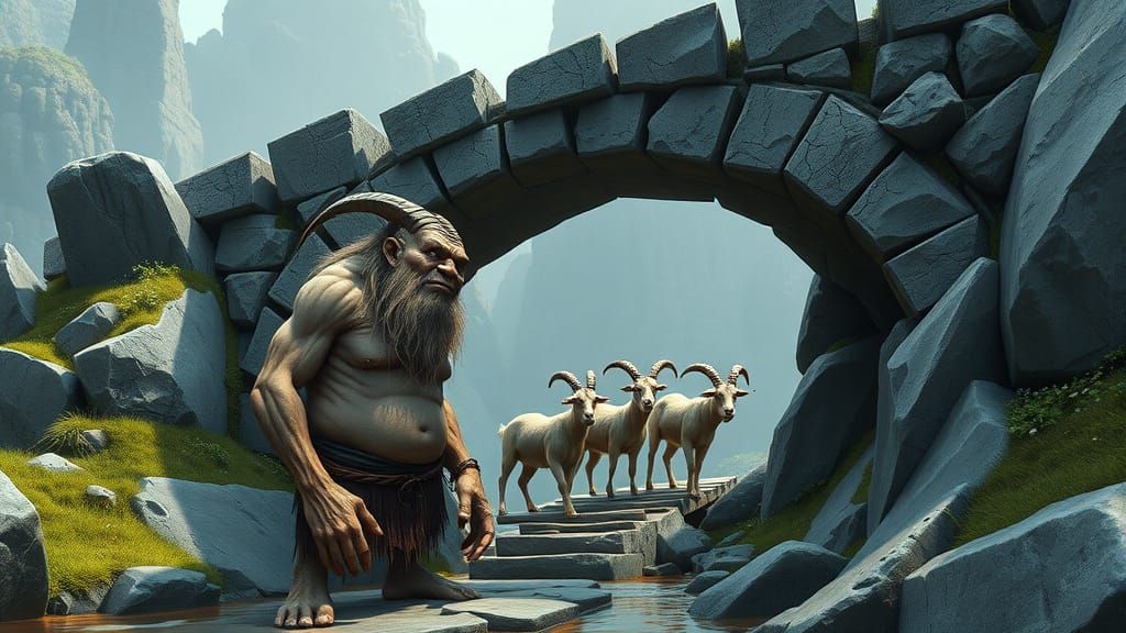 Troll Under Bridge in Hyperrealistic Storybook Style