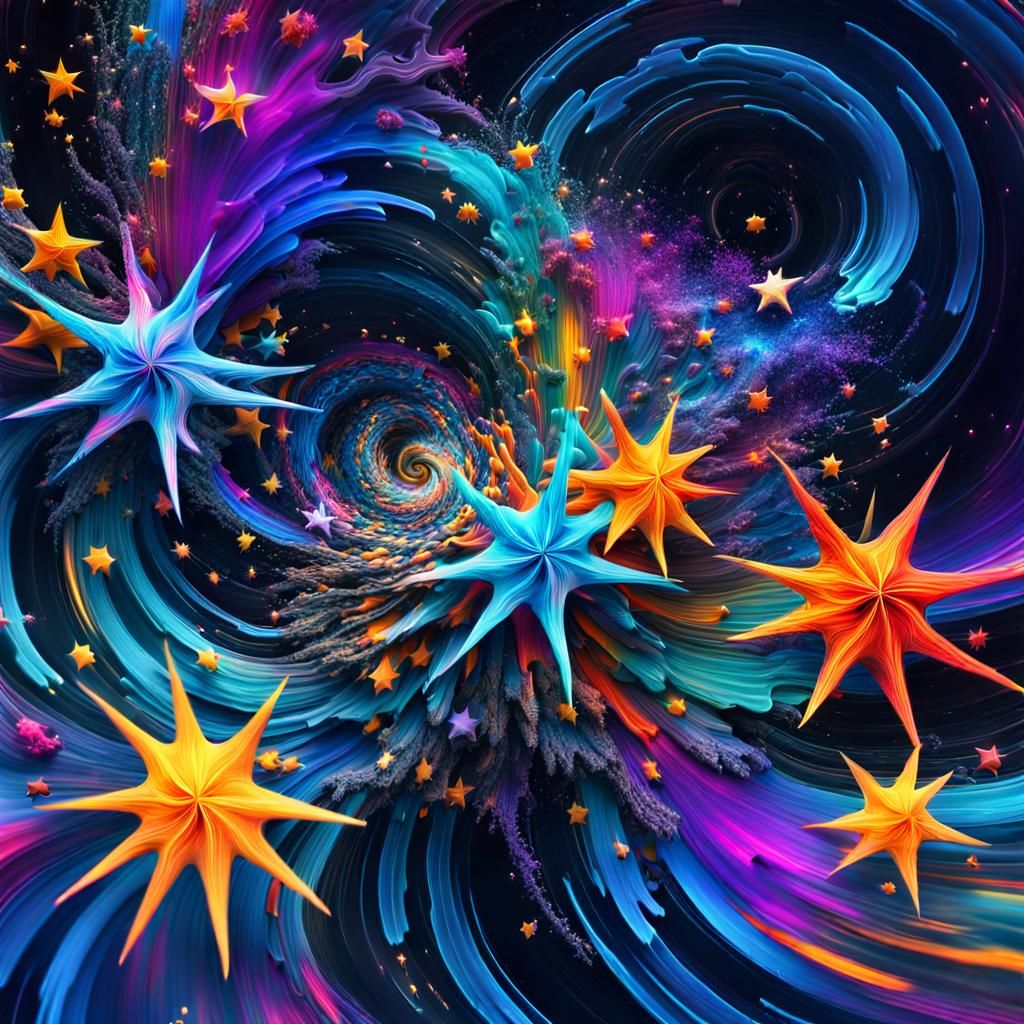 Surreal Collapsing Stars in Plasma Maelstrom