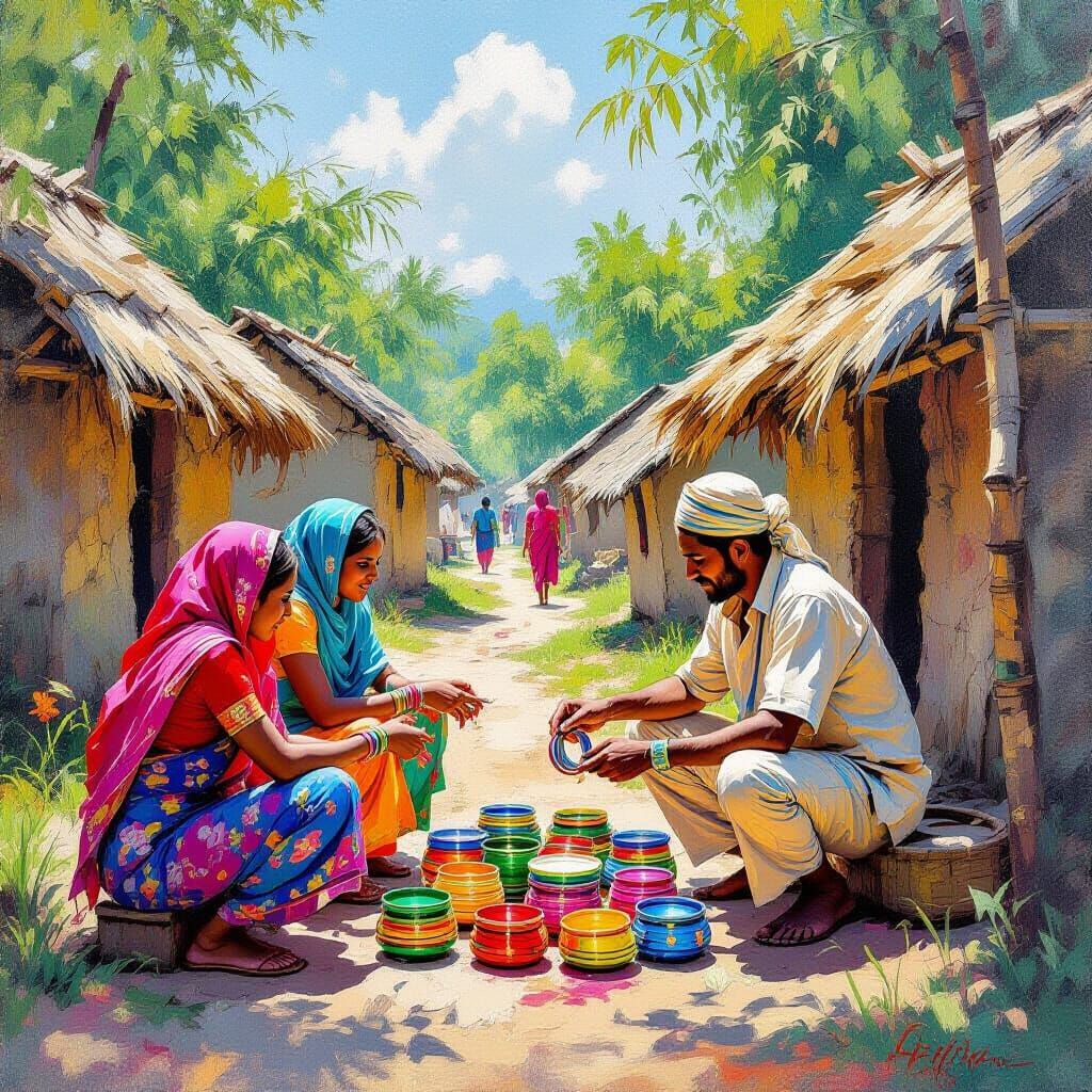 Vibrant Bangles Sold to Village Women: Graffiti Street Art