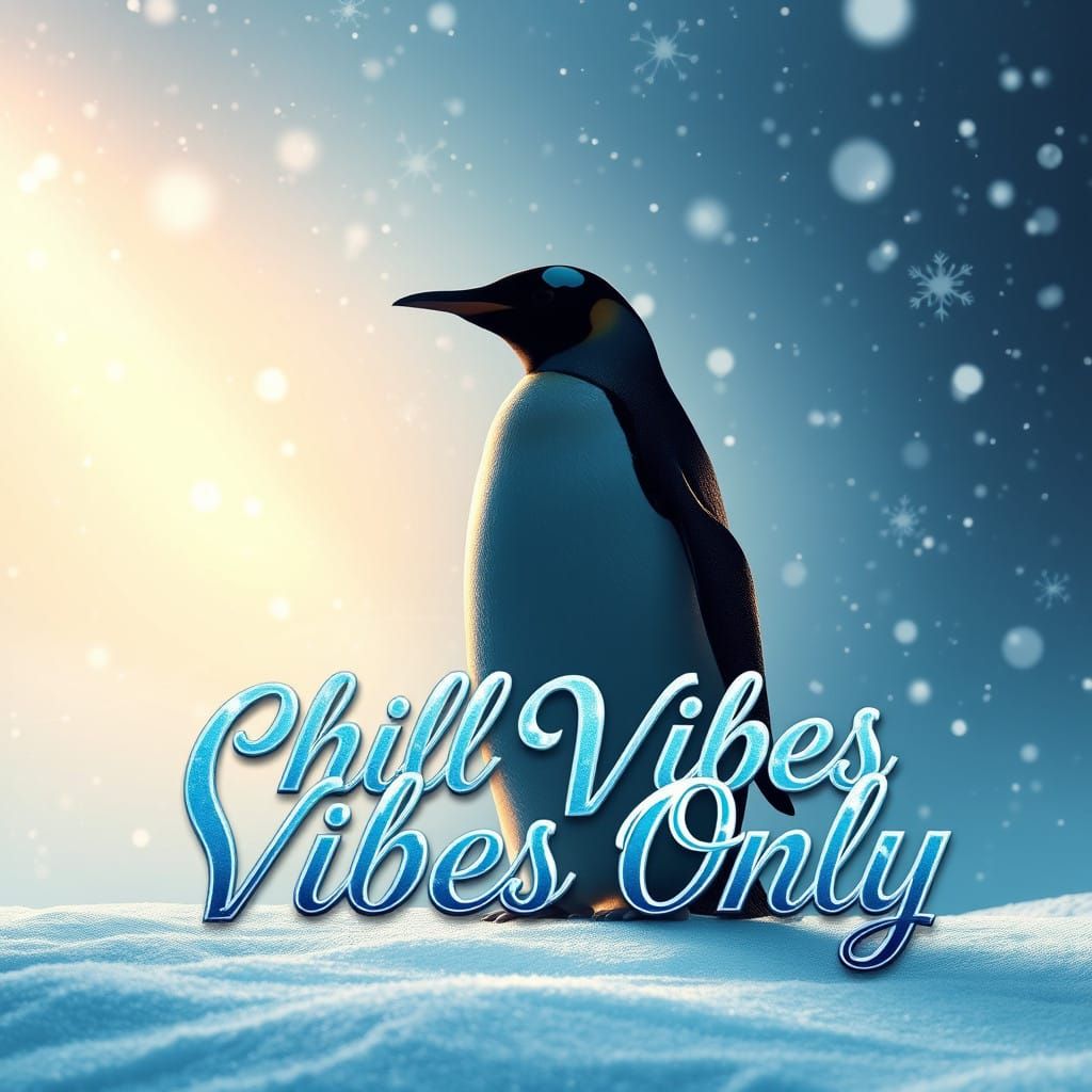 Penguin in Ethereal Winter Wonderland