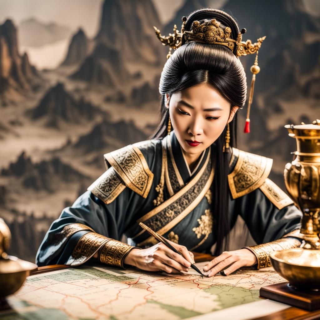 Ancient Chinese General Plans Empire on Mythical Map