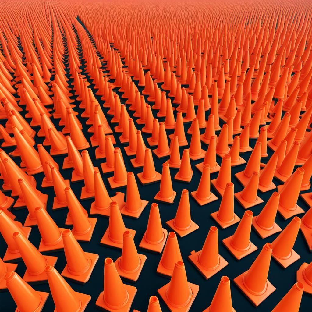 Orange Traffic Cone Jungle: AI Generated Image