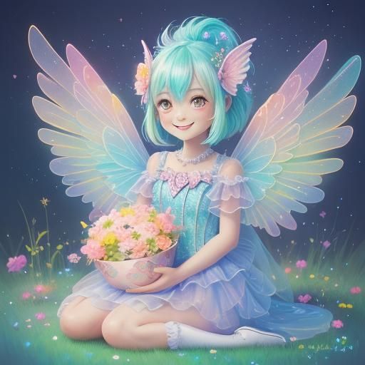 Sparkly Alien Baby in Pastel Neon Wonderland