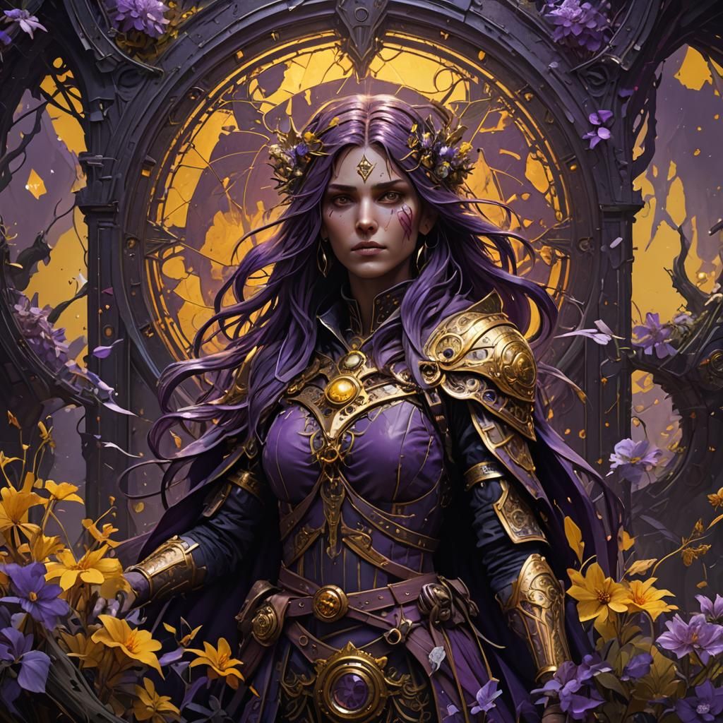 Dark Fantasy Survival Art in Purple and Yellow