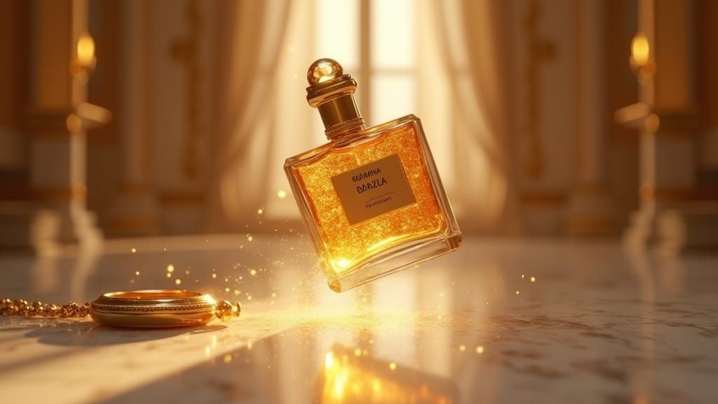 Luxurious Perfume Bottle with Golden Pocket Watch