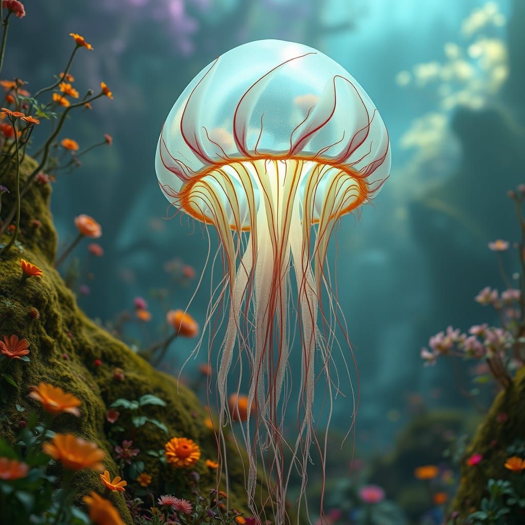 Ethereal Jellyfish Plant Lifts Off in Magical Landscape