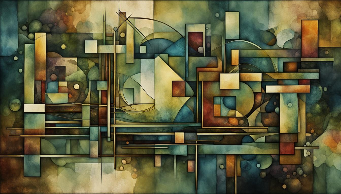 Abstract Geometric Rectangles in Art Nouveau Style