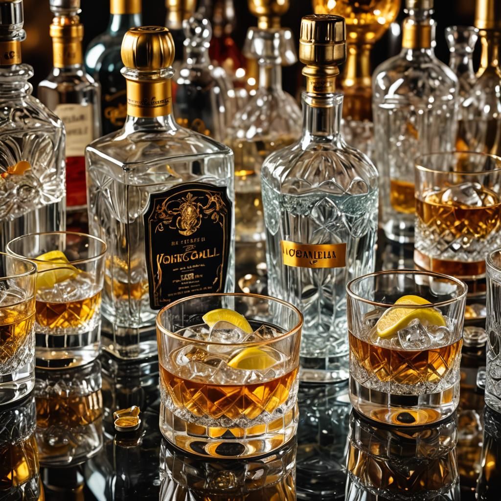 Luxury Still Life: Tequila, Whiskey, and Vodka