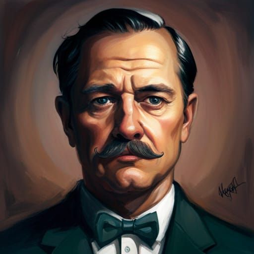 Sinister Mustache Portrait in Fantasy Art Style